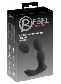 Черная анальная пробка с вибрацией, вращением и пультом ДУ RC Butt Plug with 2 Functions - Orion - в Нижнем Тагиле купить с доставкой