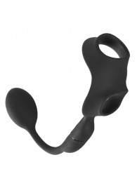 Черное виброкольцо с анальной пробкой Cock Ring with RC Butt Plug - Orion - в Нижнем Тагиле купить с доставкой
