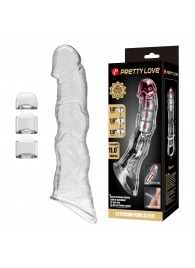 Прозрачный фаллоудлинитель с 3 вставками - 28 см. - Baile - в Нижнем Тагиле купить с доставкой