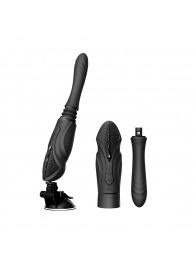 Черная секс-машина с функцией нагрева, насадками и присоской Sesh - Zalo - купить с доставкой в Нижнем Тагиле