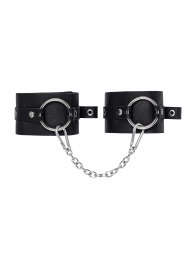 Черные оковы из толстой кожи с люверсами - Pecado - купить с доставкой в Нижнем Тагиле