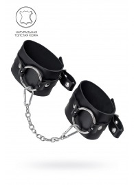 Черные оковы из толстой кожи с люверсами - Pecado - купить с доставкой в Нижнем Тагиле
