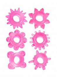 Набор из 6 розовых эрекционных колец с различным рельефом - Erowoman-Eroman - в Нижнем Тагиле купить с доставкой