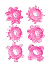 Набор из 6 розовых эрекционных колец с различным рельефом - Erowoman-Eroman - в Нижнем Тагиле купить с доставкой