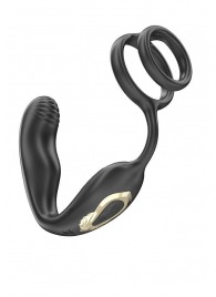 Черная анальная пробка с вращением и эрекционными кольцами - Ibiza - в Нижнем Тагиле купить с доставкой