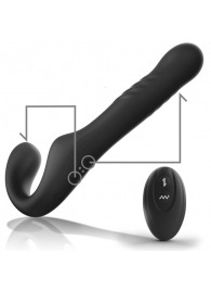 Черный безремневой страпон с вибрацией и возвратно-поступательными движениями - 24 см. - Ibiza - купить с доставкой в Нижнем Тагиле