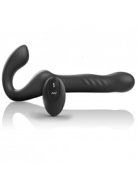 Черный безремневой страпон с вибрацией и возвратно-поступательными движениями - 24 см. - Ibiza - купить с доставкой в Нижнем Тагиле
