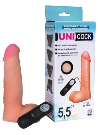 Фаллическая насадка Харнесс UNICOCK 5,5  с вибрацией - 17 см. - LOVETOY (А-Полимер) - купить с доставкой в Нижнем Тагиле