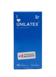 Классические презервативы Unilatex Natural Plain - 12 шт. + 3 шт. в подарок - Unilatex - купить с доставкой в Нижнем Тагиле