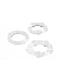 Набор из 3 прозрачных эрекционных колец с разным рельефом - A-toys - в Нижнем Тагиле купить с доставкой