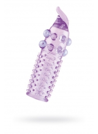 Гелевая фиолетовая насадка с шариками, шипами и усиком - 11 см. - Toyfa Basic - в Нижнем Тагиле купить с доставкой