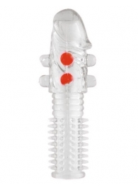 Гелевая прозрачная насадка с шариками и шипами - 14 см. - Toyfa Basic - в Нижнем Тагиле купить с доставкой