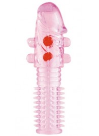 Гелевая розовая насадка с шариками и шипами - 14 см. - ToyFa - в Нижнем Тагиле купить с доставкой