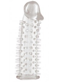 Прозрачная насадка на половой член с закрытой головкой и шипами - 12,5 см. - Toyfa Basic - в Нижнем Тагиле купить с доставкой