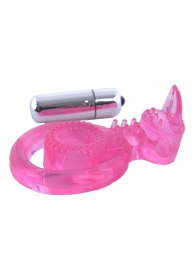 Розовая вибронасадка со стимулятор клитора   Язычок - Toyfa Basic - в Нижнем Тагиле купить с доставкой