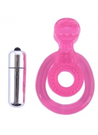 Розовая вибронасадка со стимулятор клитора   Язычок - Toyfa Basic - в Нижнем Тагиле купить с доставкой