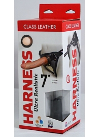 Насадка-фаллоимитатор на кожаных трусиках Harness Ultra Realistic 7  - 18 см. - LOVETOY (А-Полимер) - купить с доставкой в Нижнем Тагиле