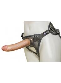 Насадка-фаллоимитатор на кожаных трусиках Harness Ultra Realistic 7  - 18 см. - LOVETOY (А-Полимер) - купить с доставкой в Нижнем Тагиле