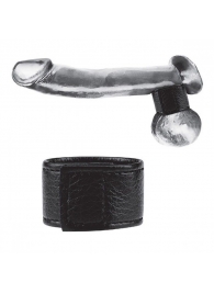 Чёрная утяжка на мошонку 1  Velcro Ball Stretcher - BlueLine - купить с доставкой в Нижнем Тагиле