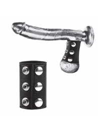 Чёрная утяжка на кнопках 100% PVC STRAP WITH METAL SNAP - BlueLine - купить с доставкой в Нижнем Тагиле