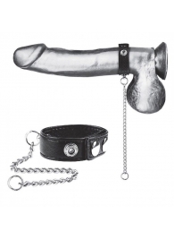 Утяжка на пенис с поводком Snap Cock Ring With 12  Leash - BlueLine - купить с доставкой в Нижнем Тагиле