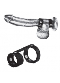 Утяжка на пенис с клёпками Duo Snap Cock And Ball Ring - BlueLine - купить с доставкой в Нижнем Тагиле