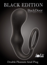 Чёрное эрекционное кольцо с анальной пробкой Double Pleasure Anal Plug - Lola Games - в Нижнем Тагиле купить с доставкой