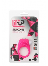 Розовое эрекционное кольцо с щеточкой LIT-UP SILICONE STIMU RING 5 - Dream Toys - в Нижнем Тагиле купить с доставкой