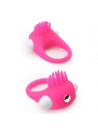 Розовое эрекционное кольцо с щеточкой LIT-UP SILICONE STIMU RING 5 - Dream Toys - в Нижнем Тагиле купить с доставкой