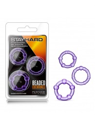 Набор из 3 фиолетовых эрекционных колец Stay Hard Beaded Cockrings - Blush Novelties - в Нижнем Тагиле купить с доставкой