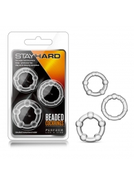 Набор из 3 прозрачных эрекционных колец Stay Hard Beaded Cockrings - Blush Novelties - в Нижнем Тагиле купить с доставкой