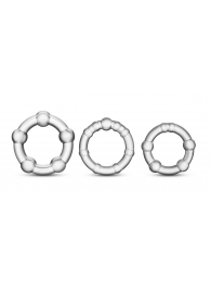 Набор из 3 прозрачных эрекционных колец Stay Hard Beaded Cockrings - Blush Novelties - в Нижнем Тагиле купить с доставкой