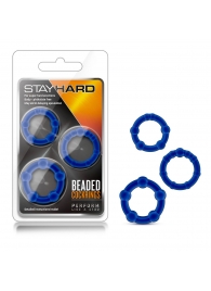 Набор из 3 синих эрекционных колец Stay Hard Beaded Cockrings - Blush Novelties - в Нижнем Тагиле купить с доставкой