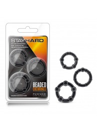 Набор из 3 чёрных эрекционных колец Stay Hard Beaded Cockrings - Blush Novelties - в Нижнем Тагиле купить с доставкой
