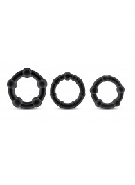 Набор из 3 чёрных эрекционных колец Stay Hard Beaded Cockrings - Blush Novelties - в Нижнем Тагиле купить с доставкой