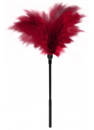 Пластиковая метелочка с красными пёрышками Small Feather Tickler - 32 см. - Blush Novelties - купить с доставкой в Нижнем Тагиле