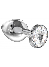 Большая серебристая анальная пробка Diamond Clear Sparkle Large с прозрачным кристаллом - 8 см. - Lola Games - купить с доставкой в Нижнем Тагиле