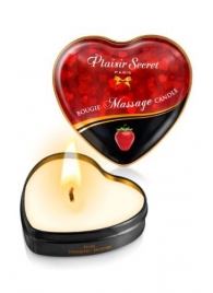 Массажная свеча с ароматом клубники Bougie Massage Candle - 35 мл. - Plaisir Secret - купить с доставкой в Нижнем Тагиле