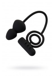 Чёрное эрекционное кольцо с вибростимулятором и анальным хвостом - Erotist Adult Toys - в Нижнем Тагиле купить с доставкой