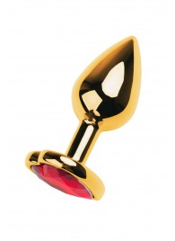 Золотистая анальная пробка с кристаллом-сердцем - 7,5 см. - ToyFa - купить с доставкой в Нижнем Тагиле