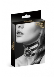 Чёрный тройной чокер с большим кольцом - Bijoux Pour Toi - купить с доставкой в Нижнем Тагиле