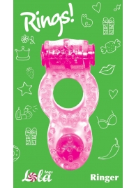 Розовое эрекционное кольцо с вибрацией Rings Ringer - Lola Games - в Нижнем Тагиле купить с доставкой