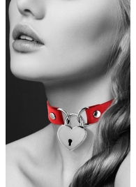 Красный чокер с замком в форме сердца - Bijoux Pour Toi - купить с доставкой в Нижнем Тагиле