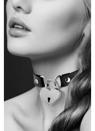 Черный чокер с замком в форме сердца - Bijoux Pour Toi - купить с доставкой в Нижнем Тагиле