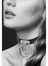 Черный чокер с двумя кольцами - Bijoux Pour Toi - купить с доставкой в Нижнем Тагиле
