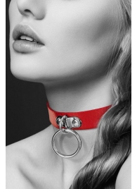 Красный узенький чокер с кольцом - Bijoux Pour Toi - купить с доставкой в Нижнем Тагиле