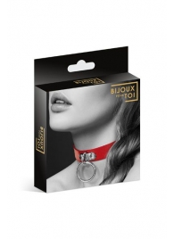 Красный узенький чокер с кольцом - Bijoux Pour Toi - купить с доставкой в Нижнем Тагиле