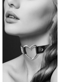 Чёрный чокер с кольцом в форме сердца - Bijoux Pour Toi - купить с доставкой в Нижнем Тагиле