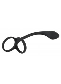 Эрекционное кольцо с утяжкой на мошонку и анальным плаг Black Velvets - Orion - в Нижнем Тагиле купить с доставкой