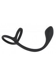 Эрекционное кольцо с утяжкой на мошонку и анальным плаг Black Velvets - Orion - в Нижнем Тагиле купить с доставкой